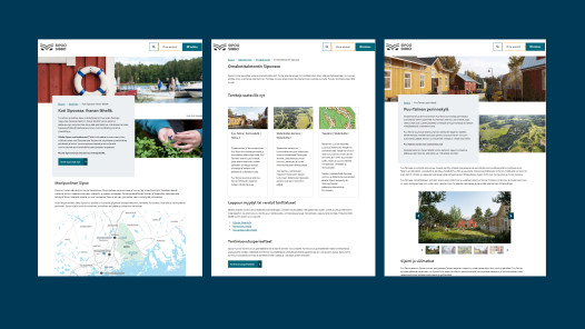 Kuvakaappauksia Sipoon verkkosivuilta.