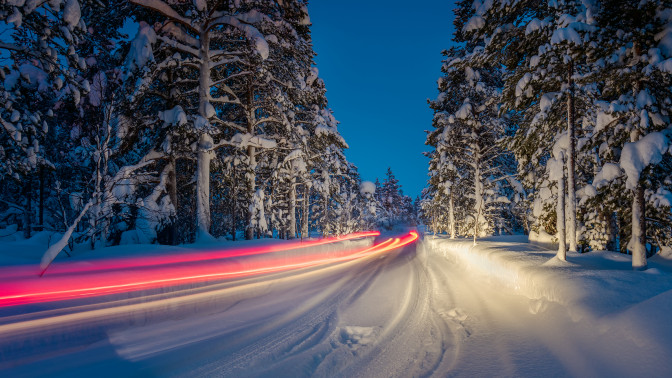 Liikennekuvaa talvisesta metsästä