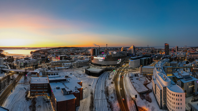 Ilmakuva Tampereen keskustasta.