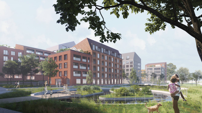 Havainnekuva Tampereen Hiedanrannan pohjoiskorttelista.