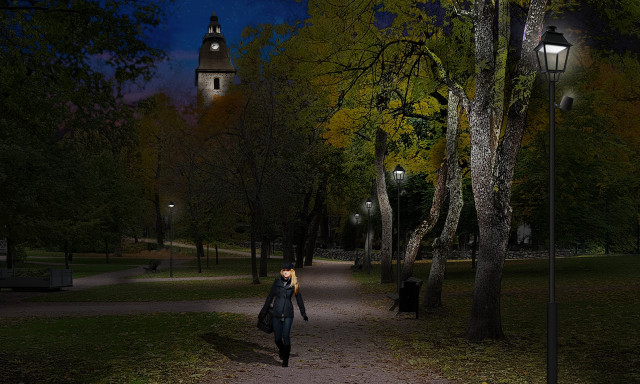 valaistussuunnittelu tuo tunnelmaa puistoon