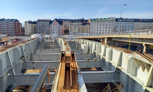 Hakaniemensillan työmaakuva.
