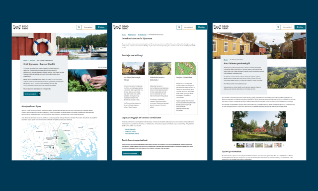Kuvakaappauksia Sipoon verkkosivuilta.