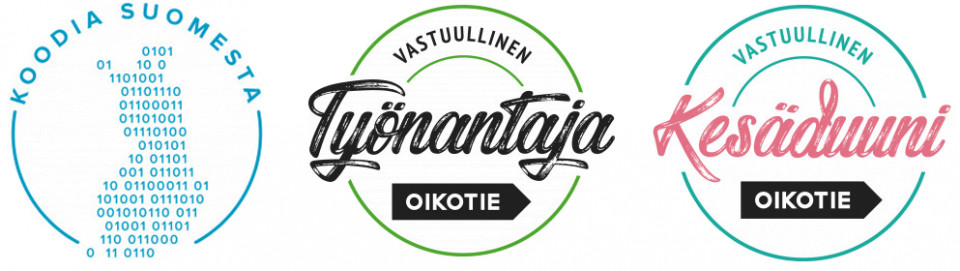Logot: Koodia Suomesta, Vastuullinen työnantaja, Vastuullinen kesäduuni.