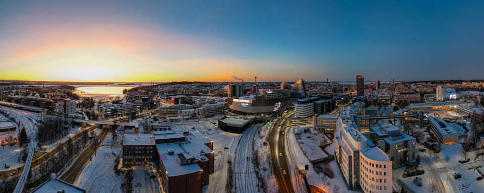 Ilmakuva Tampereen keskustasta.