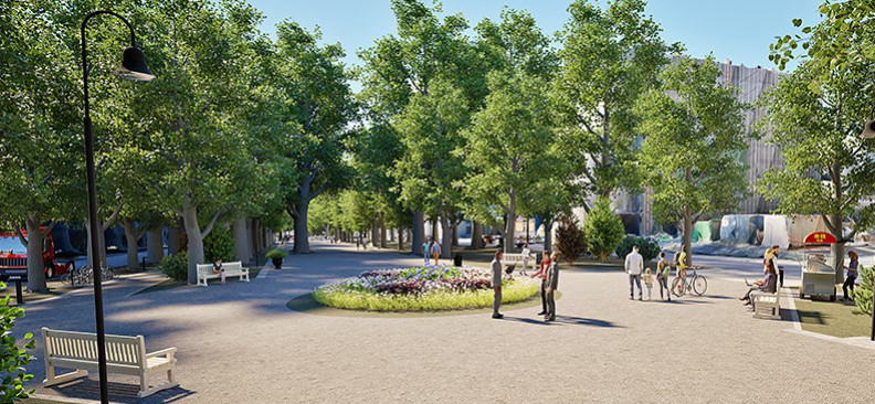Tampereen Hämeenpuiston virtuaalikuva.