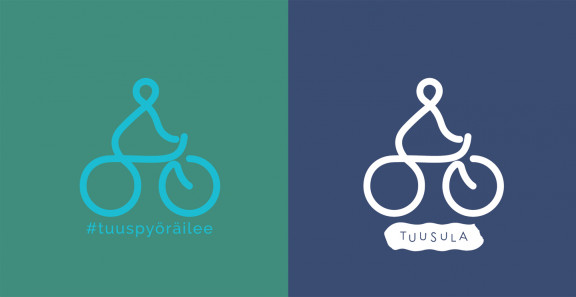 Tuusula pyöräilee logo vihreällä ja sinisellä taustalla.