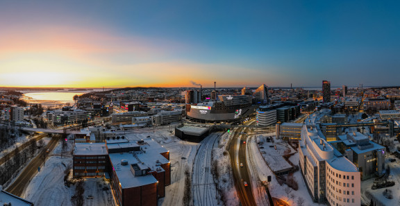 Ilmakuva Tampereen keskustasta.