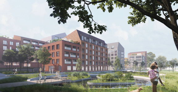 Havainnekuva Tampereen Hiedanrannan pohjoiskorttelista.