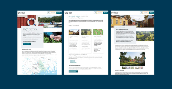 Kuvakaappauksia Sipoon verkkosivuilta.