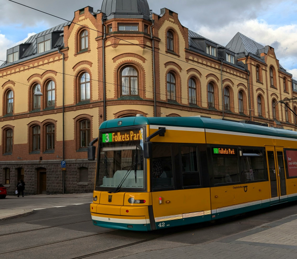 Tram in the city of Norrköping.