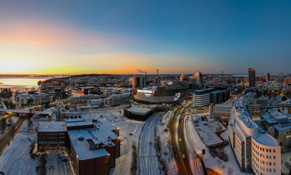 Ilmakuva Tampereen keskustasta.