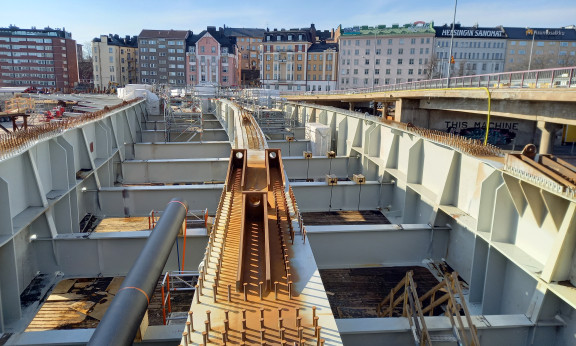 Hakaniemensillan työmaakuva.