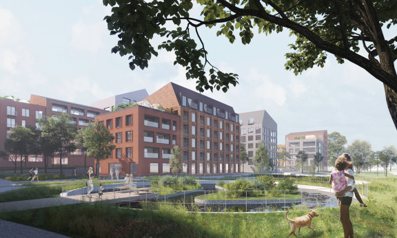 Havainnekuva Tampereen Hiedanrannan pohjoiskorttelista.